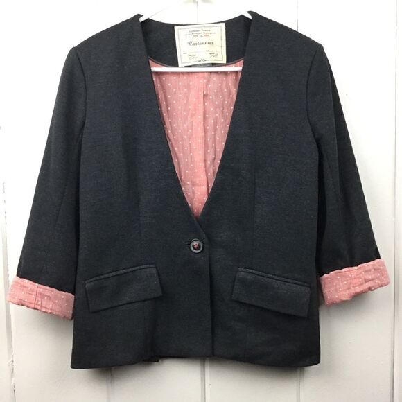 Cartonnier (Anthro) Gray Sans Collar Blazer - M - Picture 2 of 10